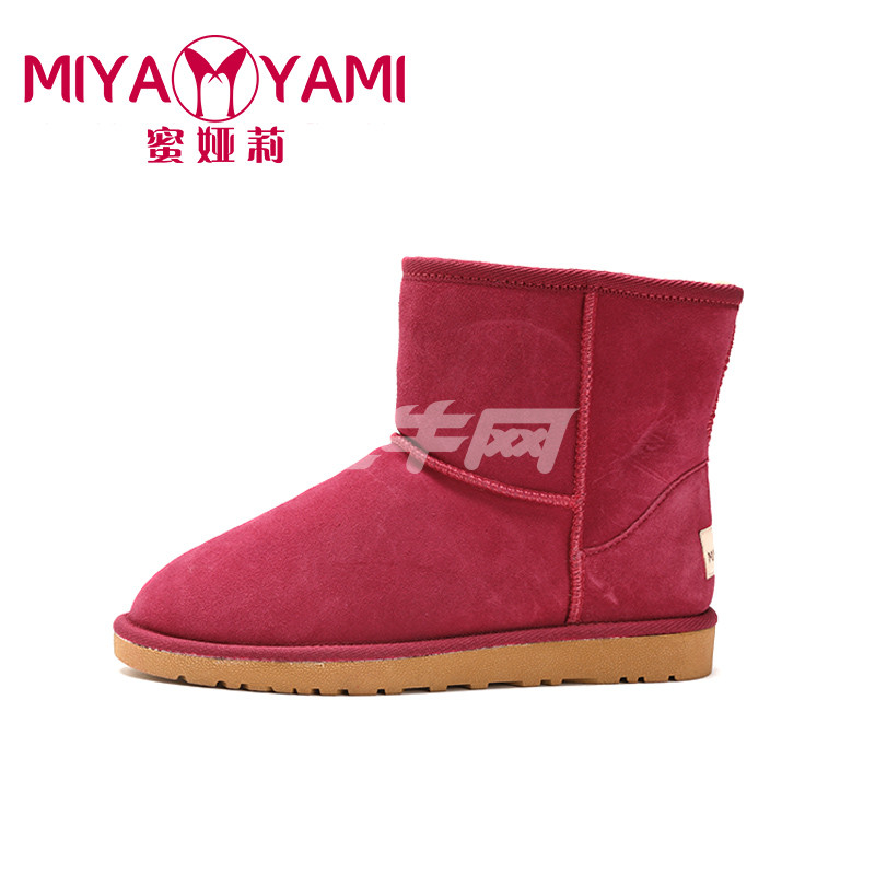 蜜娅莉miyayami mz牛绒经典素面低筒雪地女靴 wm134902 玫红 240