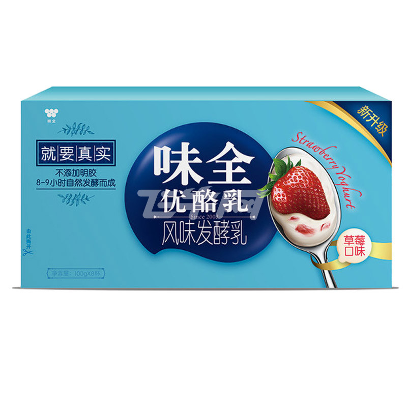 味全 优酪乳酸牛奶(草莓口味) 100g*8杯/组