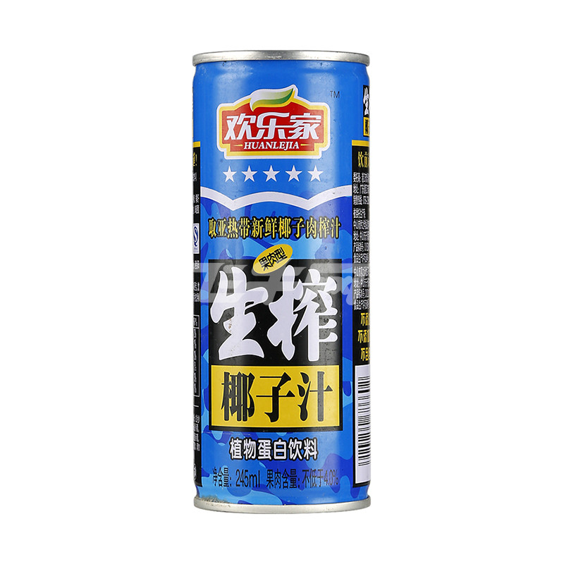 欢乐家 生榨椰子汁(果肉型) 245ml\/罐