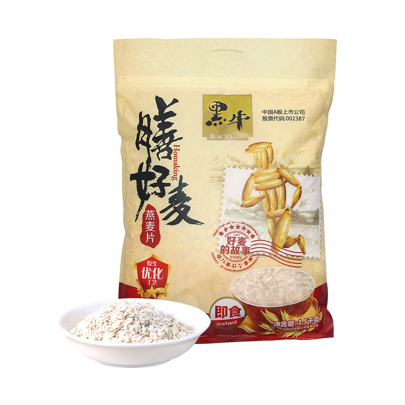 冲调饮品 麦片/谷物 黑牛麦片/谷物 黑牛即食燕麦片 1.5kg/袋