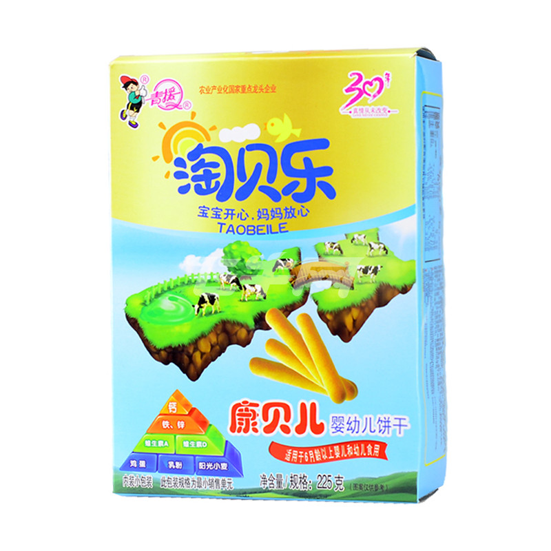 青援淘贝乐康贝儿钙奶饼干225g/盒