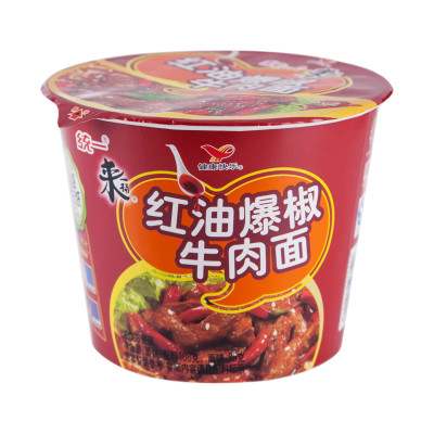 统一来一桶红油爆椒牛肉面 108g/桶