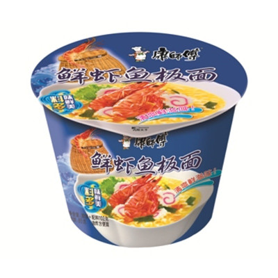 康师傅开心桶鲜虾鱼板面100g/桶