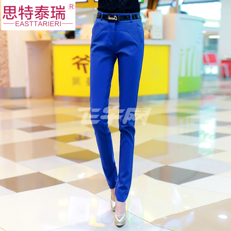 女裤韩版铅笔裤显瘦小脚长裤女修身时尚休闲裤 nva17-993-46g 宝蓝色