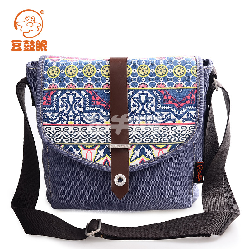 豆鼓眼 零钱包单肩包女帆布斜跨背包女休闲手