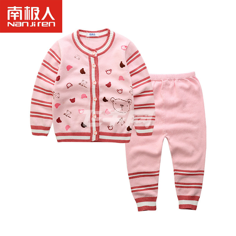 南极人 儿童休闲毛衣套装 N7M5T80303 03 粉
