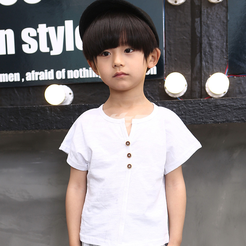 芝梵尼 韩版棉麻夏季儿童短袖T恤 16877 白色