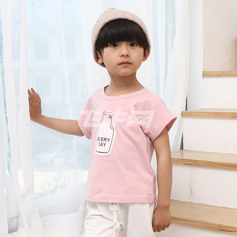芝梵尼 韩版棉麻夏季儿童短袖T恤 16880 粉色
