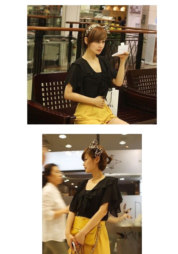 佰尚美(BESMAE) 新款韩国可爱蝴蝶结发带发带 兔耳朵花纹 宽边发箍头箍发饰