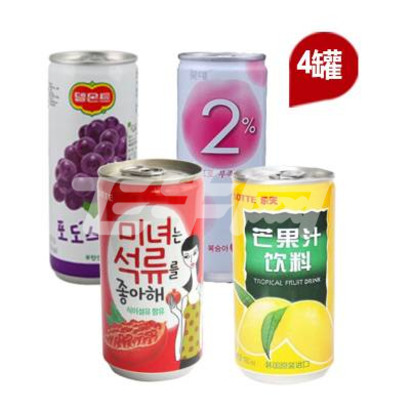 韩国进口 乐天果味饮料(葡萄/芒果/桃味/石榴)180ml*4