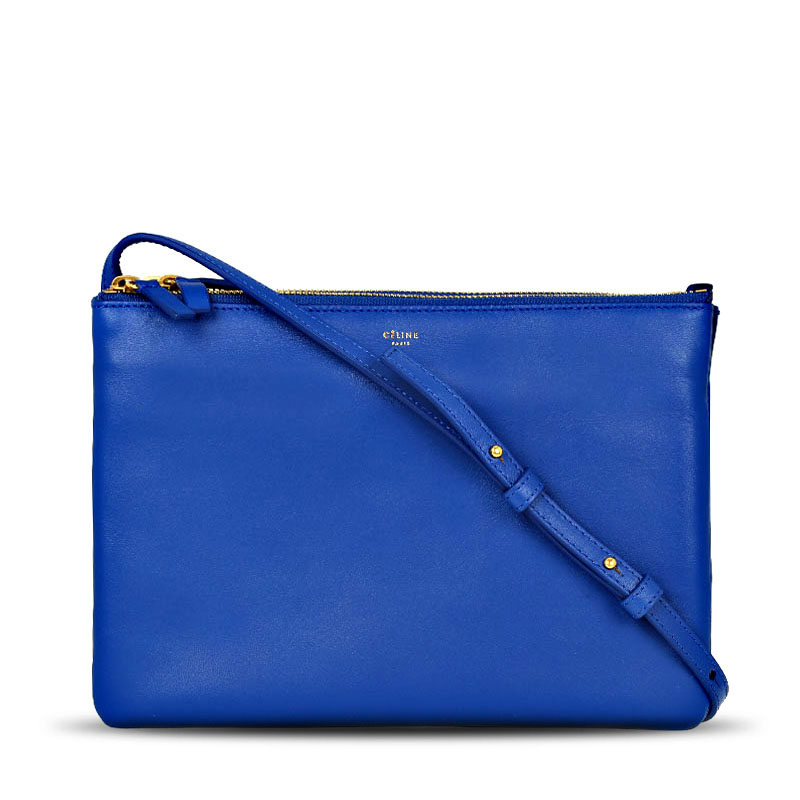 CELINE 赛琳 Trio 小羊皮斜挎包 深蓝 17145 深蓝