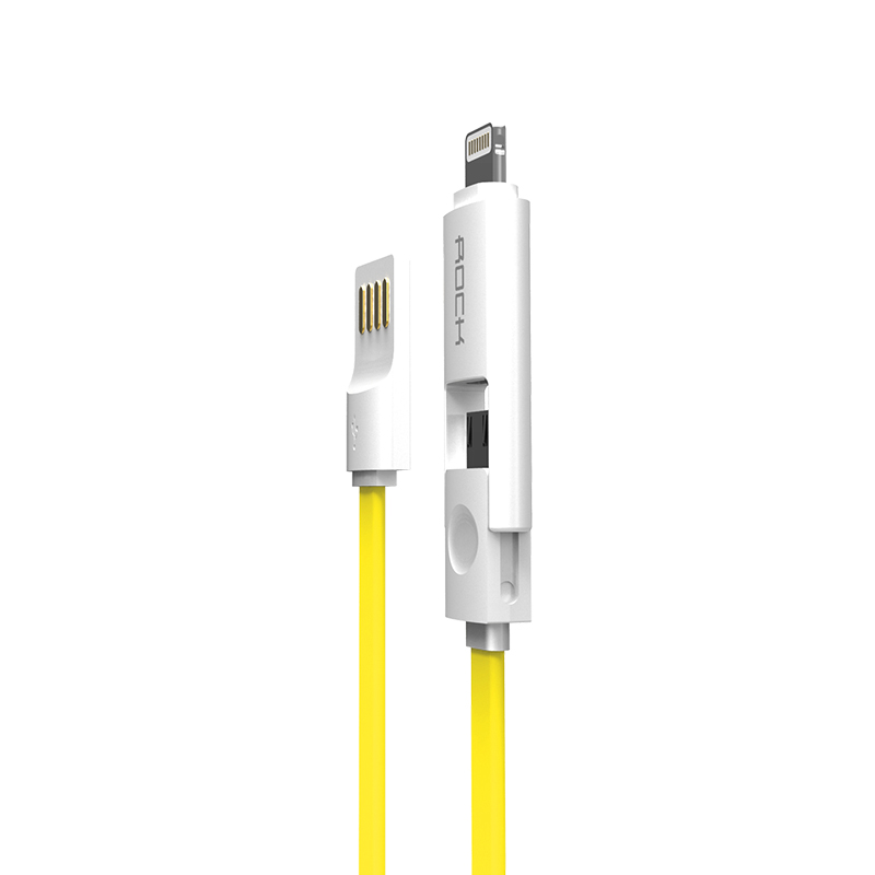 洛克ROCK USB数据线 苹果安卓二合一手机充电线 适用于苹果安卓手机等 1米 黄色