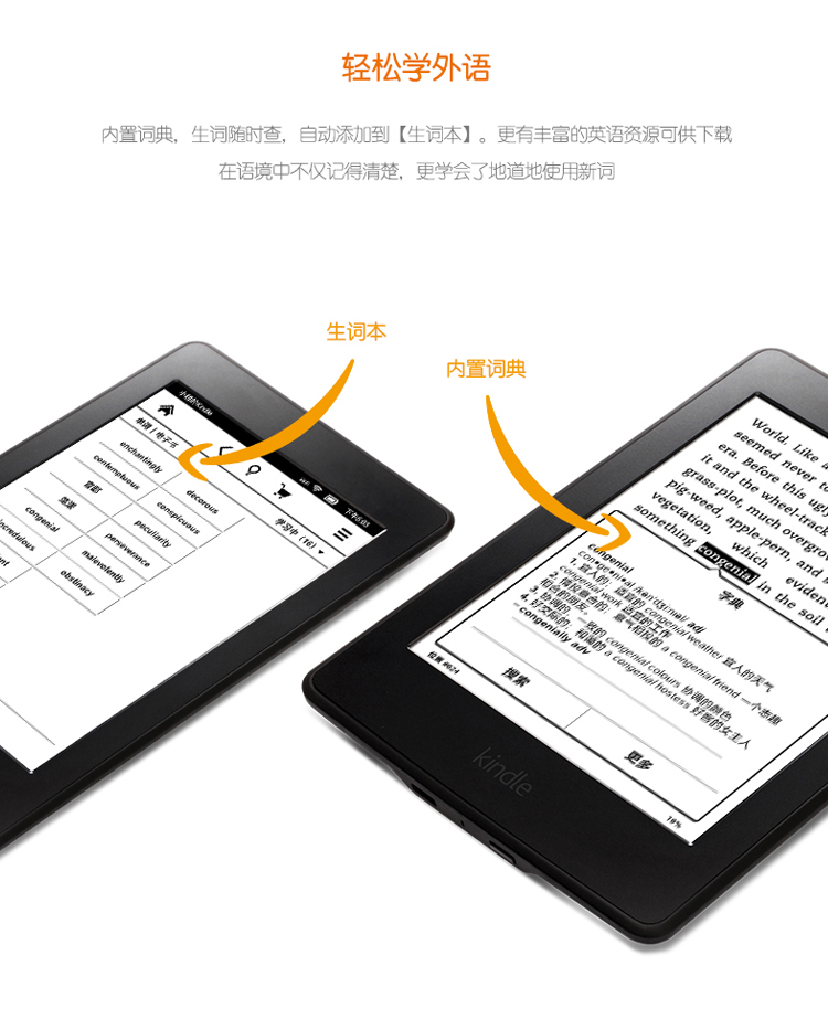 亚马逊（Kindle） Kindle Paperwhite 6英寸电子书 （全新升级版6英寸护眼非反光电子墨水触控显示屏 wifi 电子书阅读器 白色）