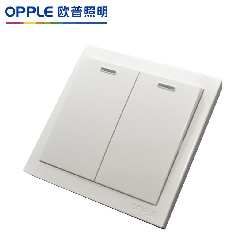 欧普照明正品开关插座三开双控开关p01象牙白